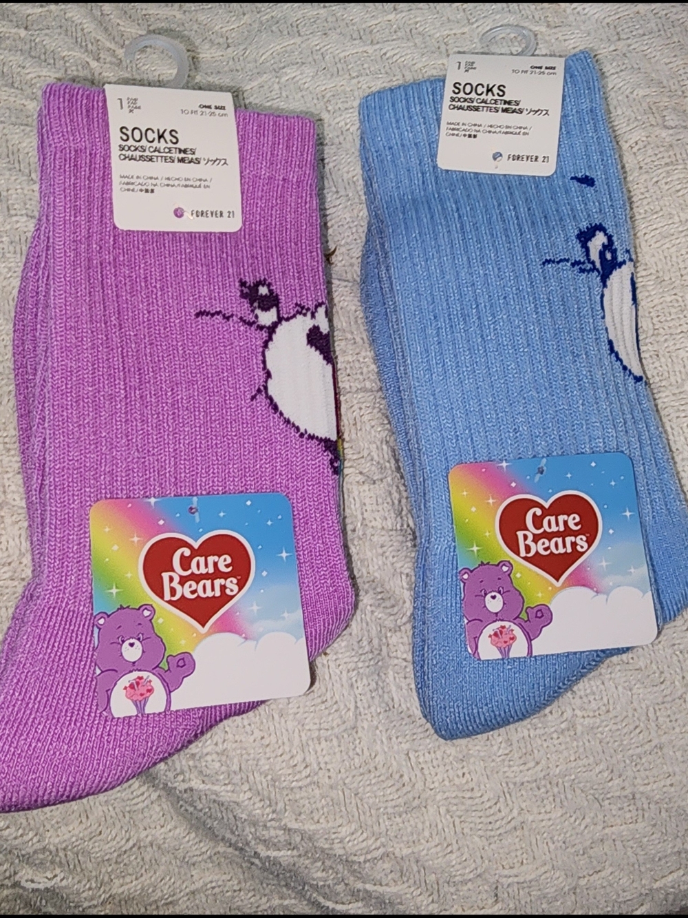 TForever 21 Purple & Yellow Cartoon Crew Socks NWT